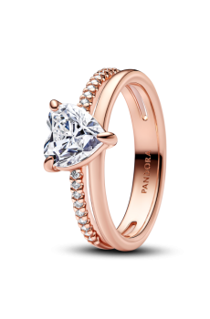 Каблучка "Блискуче серце" подвійна