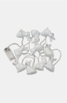 Великодня LED-гірлянда на батарейках у формі зайчиків - білий