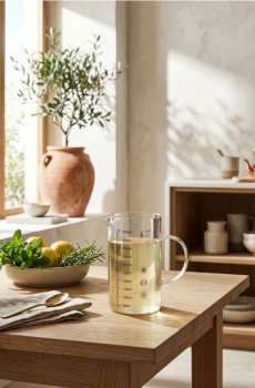 Скляний мірний кухоль з ручкою - clear