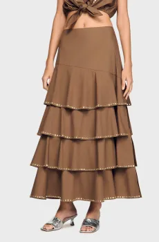 Женская коричневая юбка Коричневый 36 Sandro SFPJU01644_Brown