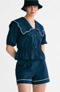 Reserved - Шорти з контрастною вставкою - темно-синій - 653KM-59X