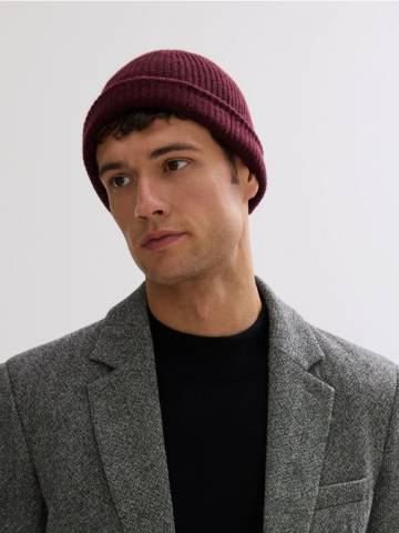 Reserved - Вовняна шапка з кашеміром - бордовий - 269GX-53M Reserved - Вовняна шапка з кашеміром - бордовий - 269GX-53M