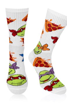 Носки мужские AmiGO Черепашки-ниндзя с пиццами, белые, размер 25