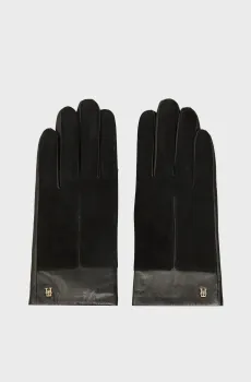 Женские черные кожаные перчатки SUEDE Черный S-M Tommy Hilfiger AW0AW18590