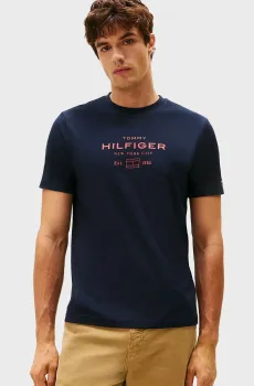 Мужская темно-синяя футболка STACK Синий L Tommy Hilfiger MW0MW40002
