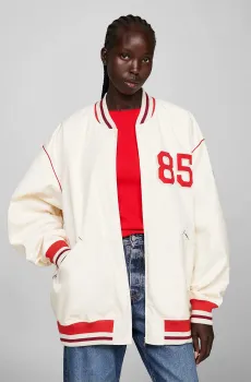 Женский белый бомбер OVERSIZED BASEBALL JACKET Белый XS-S Tommy Hilfiger WW0WW40477