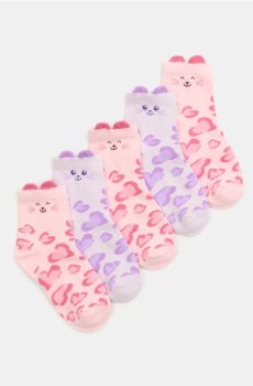 Набір шкарпеток із мотивом кота, 5 штук - різнобарвний