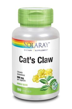 Кошачий коготь Solaray Cats Claw 500 мг, 100 вегетарианских капсул