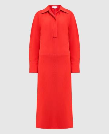 Красное платье миди с драпировкой Красное платье миди с драпировкой