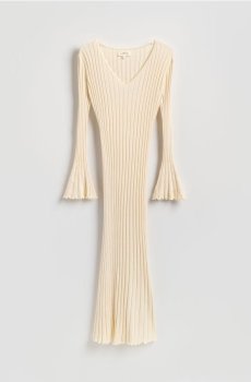 Reserved - Вязане плаття з віскози - бежевий - 487IY-08X