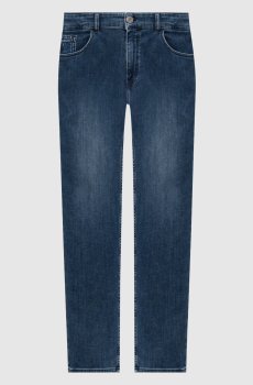 Синие джинсы с эффектом потертости