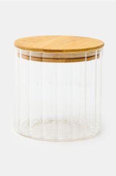 Скляна банка з бамбуковою кришкою - clear
