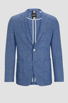 Мужской синий льняной блейзер Синий 46 BOSS 50514618;423