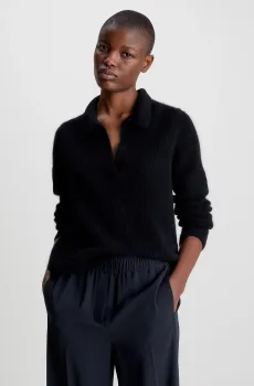 Женский черный пуловер ALPACA POLO-NK Черный XS Calvin Klein K20K205837