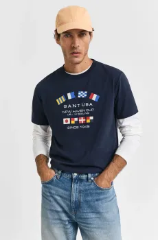 Мужская темно-синяя футболка GRAPHIC SS T-SHIRT Синий M Gant 2003299