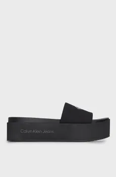 Женские черные слайдеры FLATFORM SANDAL MONOGRAM Черный 39 Calvin Klein YW0YW01036