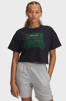 Женская черная футболка UA W VARSITY MIX HW SS CROP Черный XL Under Armour 1389156-002