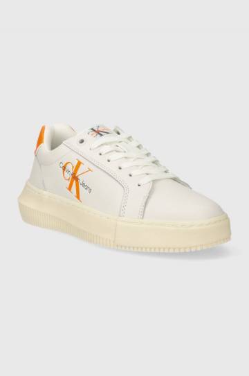 Кожаные кроссовки Calvin Klein Jeans YW0YW00823 CHUNKY CUPSOLE MONOLOGO W цвет белый YW0YW00823 Кожаные кроссовки Calvin Klein Jeans YW0YW00823 CHUNKY CUPSOLE MONOLOGO W цвет белый YW0YW00823