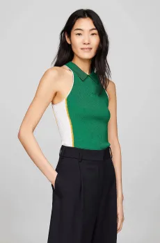 Женский зеленый топ THC SPORTY RIB POLO SWTR Зеленый S Tommy Hilfiger WW0WW40963