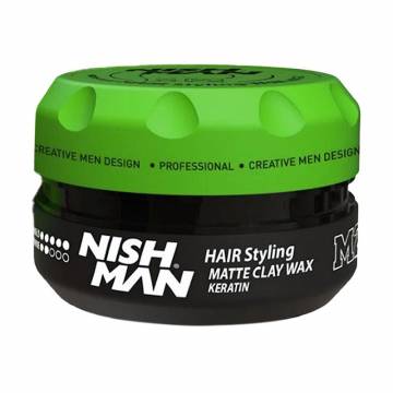 Мужская матовая глина для укладки волос Nishman Hair Styling Matte Clay Wax Keratin M2 сильной фиксации, 30 мл Мужская матовая глина для укладки волос Nishman Hair Styling Matte Clay Wax Keratin M2 сильной фиксации, 30 мл