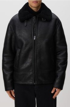 Reserved - Куртка шерпа з коміром - чорний - 7122H-99X