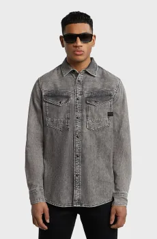 Мужская серая джинсовая рубашка Dakota slim Серый L G-Star RAW D23616,D540