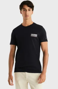 Мужская темно-синяя футболка PRINTED BADGE TEE Синий S Tommy Hilfiger MW0MW35465