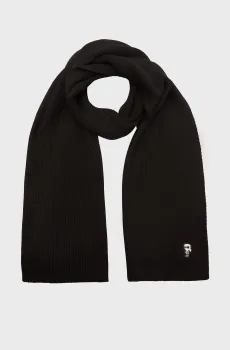 Женский черный шарф K IKONIK 2.0 KNIT SCARF Черный ONESIZE Karl Lagerfeld 246W3306