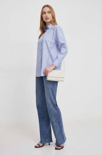 Хлопковая рубашка Pepe Jeans PAULA женская relaxed классический воротник PL304808 Хлопковая рубашка Pepe Jeans PAULA женская relaxed классический воротник PL304808