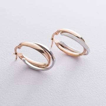 Двойные серьги из красного и белого золота с05152 Двойные серьги из красного и белого золота с05152