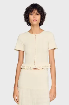 Женский белый кардиган Белый L Sandro SFPCA01418_Ecru