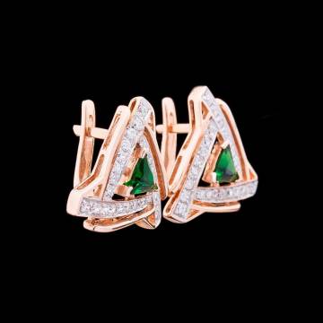 Золотые серьги с фианитами с919-7582 Золотые серьги с фианитами с919-7582