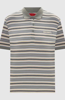 Поло цвета хаки MANDARE в полоску