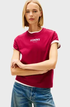 Женская красная футболка REG ESSENTIAL LOGO 2 Красный XS Tommy Jeans DW0DW21842