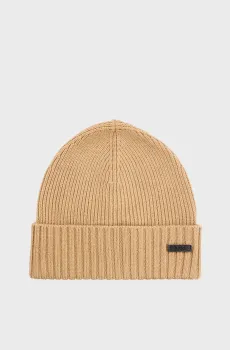 Мужская бежевая шерстяная шапка Бежевый ONESIZE BOSS 50495306;260