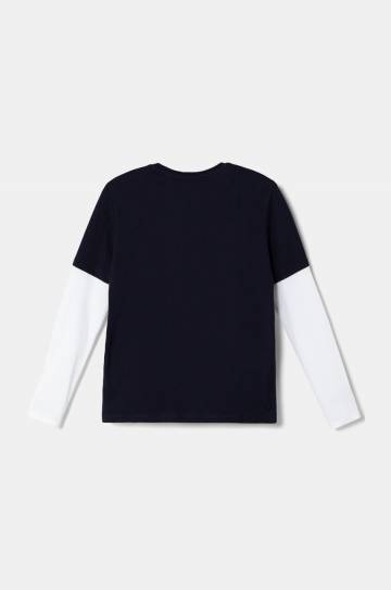 Хлопковый детский лонгслив Guess цвет синий с аппликацией L4BI13 I3Z14 Хлопковый детский лонгслив Guess цвет синий с аппликацией L4BI13 I3Z14