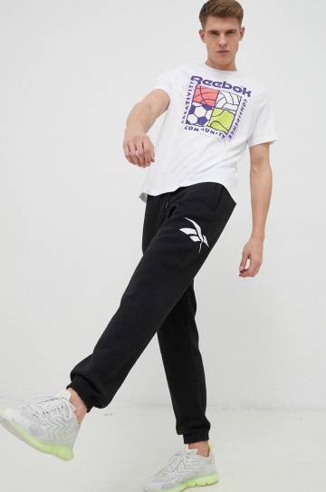 Спортивные штаны Reebok Classic цвет чёрный с принтом Спортивные штаны Reebok Classic цвет чёрный с принтом