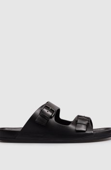 Черные кожаные шлепанцы
