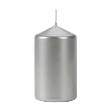 Цилиндрическая свеча Bispol серебряная, 10 см (60/100-271)