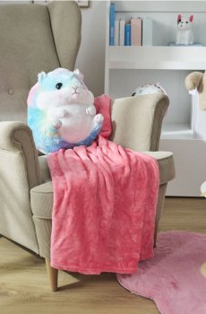 Плюшева іграшка – веселковий хом’як з ковдрою - різнобарвний