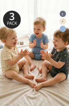Бавовняне боді з принтом зірочок 3 pack - індиго