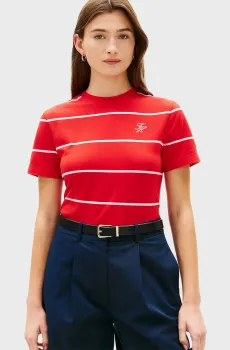 Женская красная футболка в полоску SCRIPT Красный M Tommy Hilfiger WW0WW48699