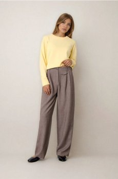 Штани wide leg - бежевий