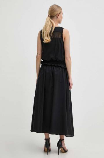 Хлопковое платье Pinko цвет чёрный maxi расклешённое 103740 A1XN Хлопковое платье Pinko цвет чёрный maxi расклешённое 103740 A1XN