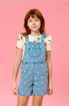 Джинсові шорти-комбінезон - темно-синій