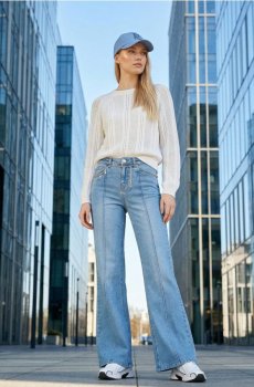 Ажурний светр з бавовною - кремовий