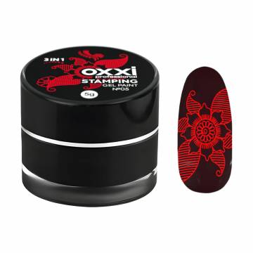 Гель-краска для стемпинга Oxxi Professional Stamping Gel Paint 5 Красная, 5 г Гель-краска для стемпинга Oxxi Professional Stamping Gel Paint 5 Красная, 5 г