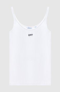 Белый топ в рубчике с логотипом