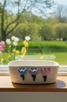 Плетений кошик для зберігання - різнобарвний