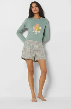 Женские зеленые шорты в клетку PEMA Зеленый S Etam 6543192